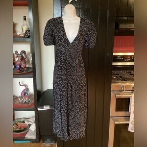 Park & Fifth Navy Blue Polka-Dot Linen Dress